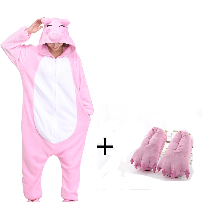 Розовая пижама поросенок Комбинезоны для взрослых девочек кигуруми женский