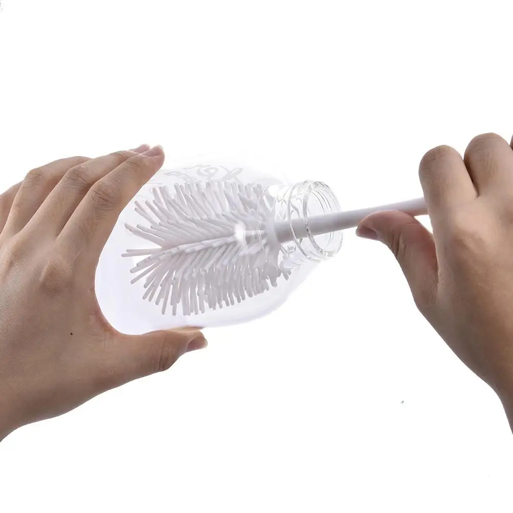 Щетка для детской бутылочки Пищевая силиконовая щетина PP длинная ручка Чистящая