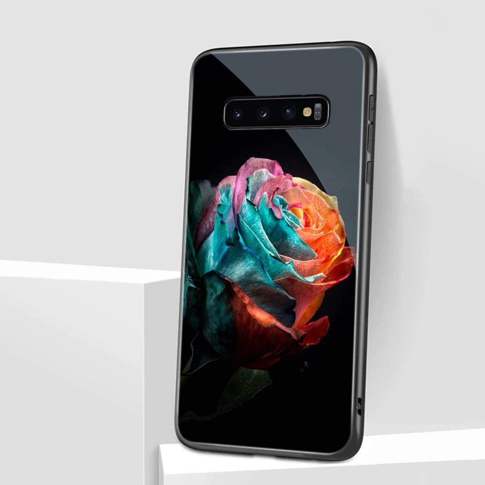 

Rose Flower Case For Samsung S21 S10 S9 S8 S10e S20 Ultra A51 A71 A50 A70 A21S A20E 41 Note 20 8 9 10 Plus Tempered Glass Fundas