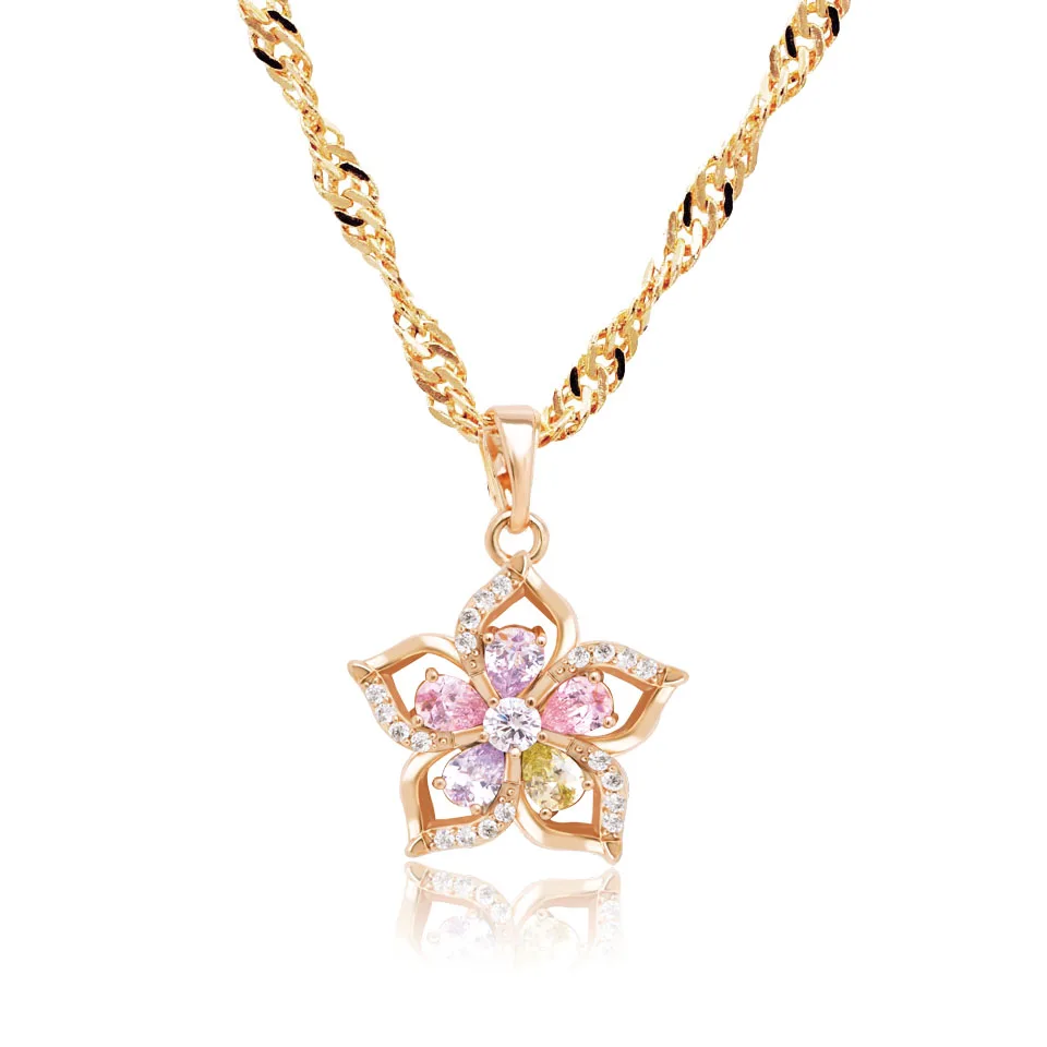 MxGxFam многоцветный циркон ожерелье и серьги ювелирные изделия для женщин золотой