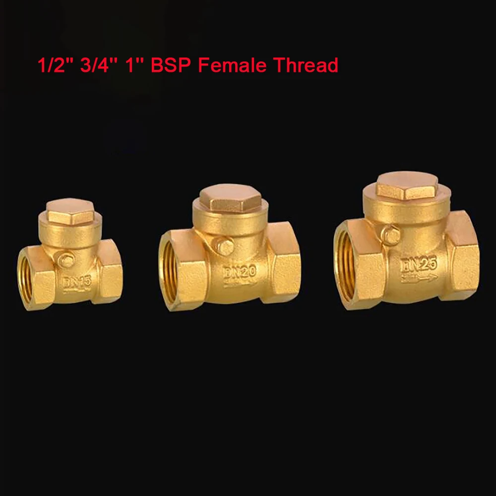

1Pcs DN15 DN20 DN25 Brass Swing Check Valve One Way Non-return Valve Water Pipe Fittings 1/2" 3/4" 1" BSP Female Thread