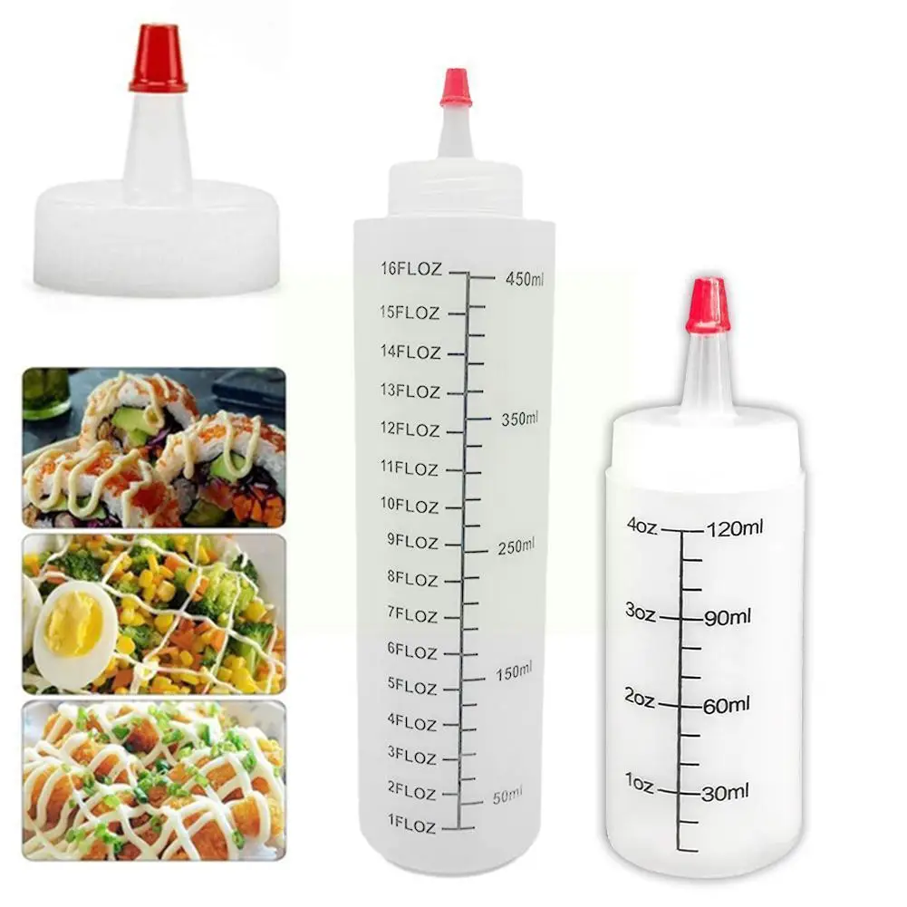 

120ml/450ml Squeeze Condiment Bottles With On Cap Lids Kitchen Accessories Olive Bottles Mustard Sauces Oil Ketchup Hot K3n0