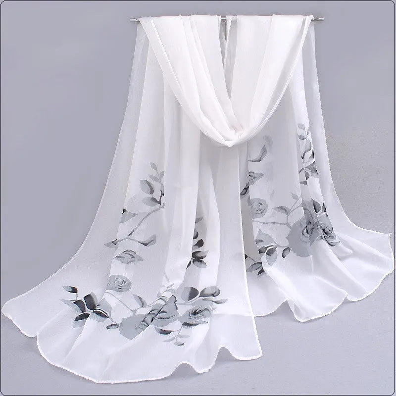 

2021 spring and summer women scarf new pashmina shawl printed cape silk chiffon Polyester tippet muffler 60*160cm