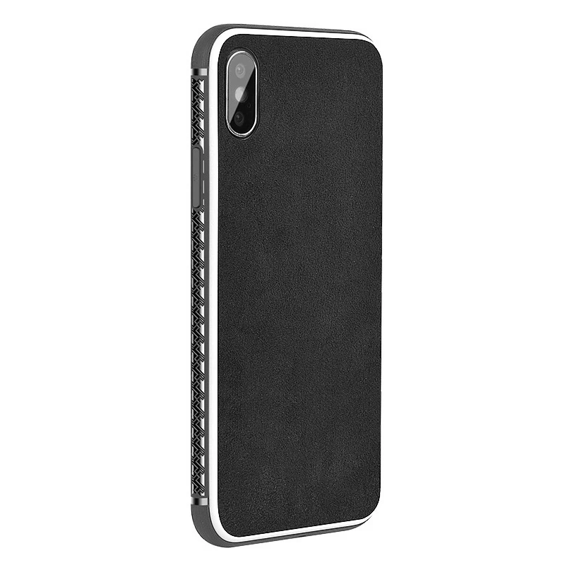dark grey Итальянский тканевый чехол для iPhone X XS 11 Pro MAX, чехол для мобильного телефона с белой каймой, несколько цветов, флип-чехол с мехом, подходит для 6, 6s, 7, 8 Plus - Цвет: dark grey
