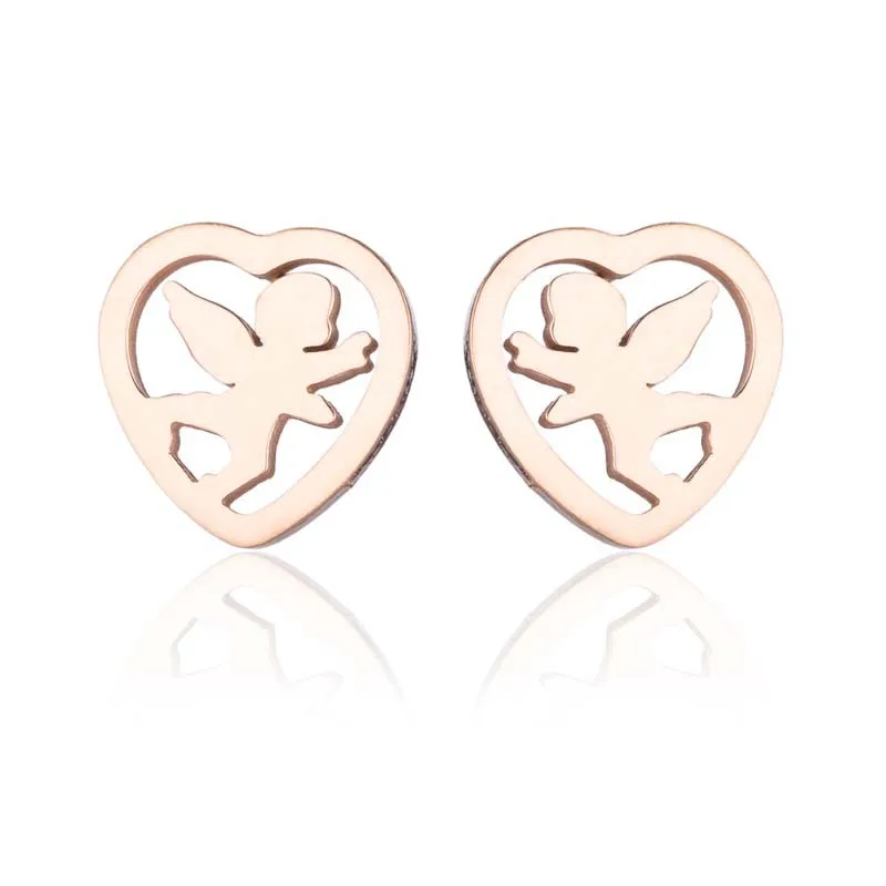 Романтическая Милая шпилька ангел серьги Простые Модные в форме сердца Амура для