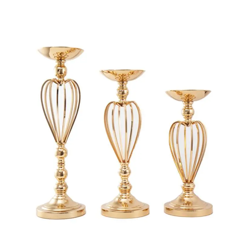 Gold Flowers Candle Holders Vase Dining Table Candlestick Centerpieces Road Lead Candelabra Wedding Party Porps Home Decorations | Дом и сад
