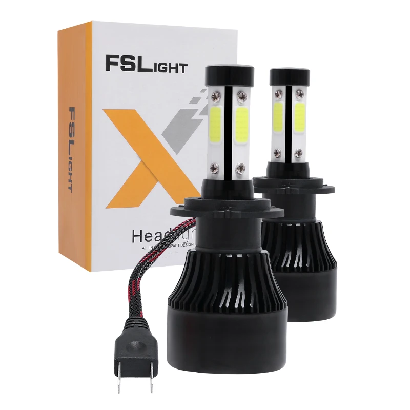 Black 2pcs Car Headlight H4 H7 H8 H9 H11 Car 4-Sides LED Headlight 9004 9005 9005 9006 H13 200W 20000LM Hi/Low Kit Bulbs Beam 6000K - Испускаемый цвет: Black
