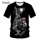 Футболка Мужскаяженская с 3D-принтом, мотоциклетный Топ в стиле панк, с круглым вырезом, в стиле Хай-стрит, большие размеры, лето