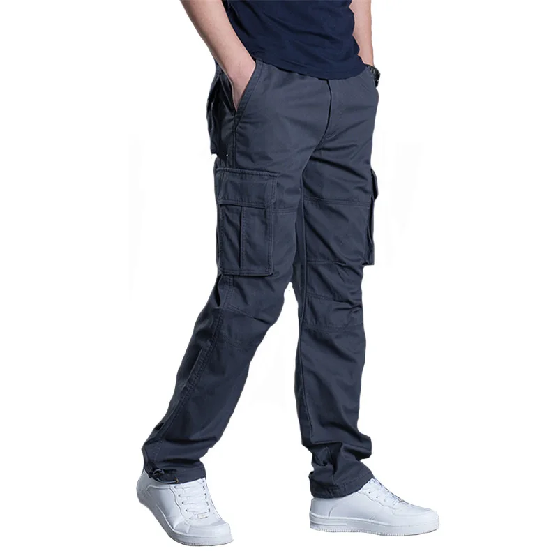 

2021 Autumn New Loose Thin Section Straight Casual Trousers Multi-pocket Overalls Men's Trend Cotton Pants Fashion