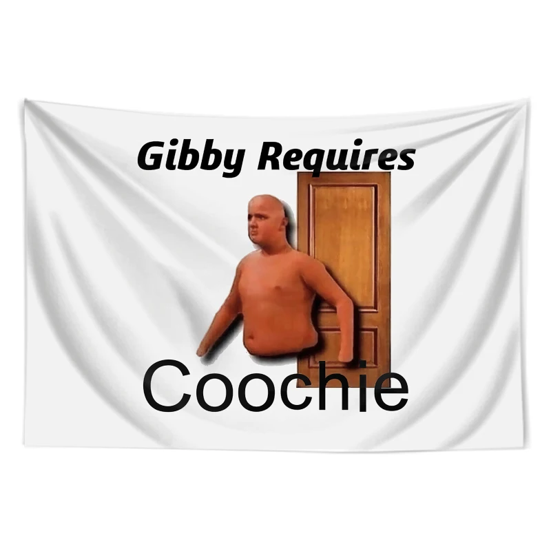 INS Gibby Requires Coochie Wall Hanging Large Polyester Tapestries Anime Cartoon Throw Rug Blanket Room Background Cloth 95x73cm | Дом и сад