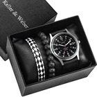 Спортивные модные мужские часы, набор кварцевых наручных часов, наручные часы с нейлоновым ремешком, браслет из нержавеющей стали, календарь, часы для деловых мужчин, лучший подарок