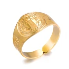 Регулируемое кольцо из нержавеющей стали для мужчин и женщин, золотистое и серебристое кольцо с изображением католического Святого Бенедикта, подарочное ювелирное изделие, 2020