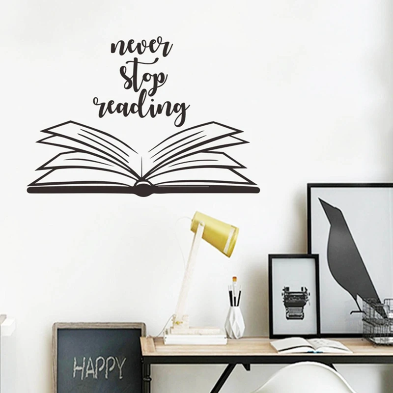 

Creative Never Stop Reading Wall Sticker Study Room Living Room Background Decor Vinyl Wall Decals Removable Murals Wallpaper