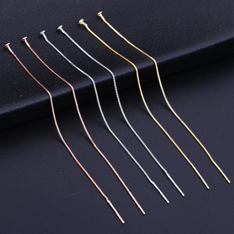 925 Sterling Silver Gold Long Tassel Chain Drop Sticker Dangle Drop Earrings Ear Line Earrings Chain for Diy Jewelry Makings