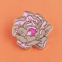 beautiful peony flower hard enamel pin romantic charm plant flowers bloom badge brooch fashion jewelry accessories gift