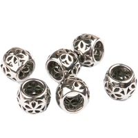 stainless steel antique silver color large hole oval shape hollow flower loose beads charms for jewelry making diy accessories