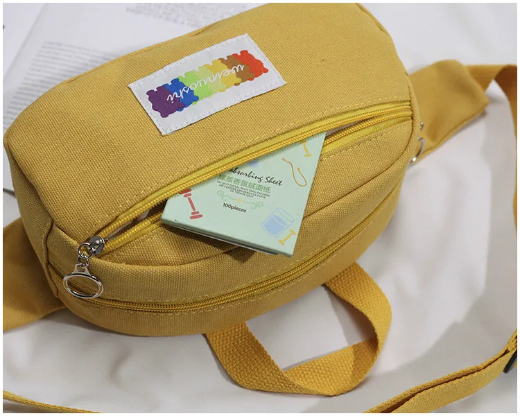 Холщовая однотонная женская летняя поясная сумка для путешествий модная черная