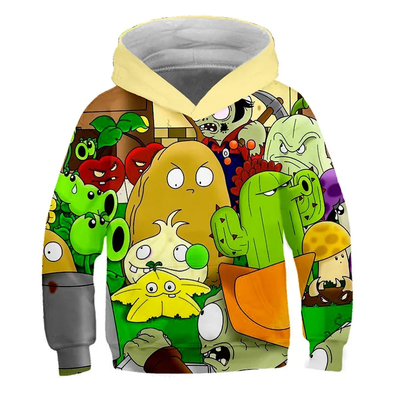 

Children Hoodies Plants Vs Zombies Wars Boys Clothing Cartoon Game Pattern Boys Clothes Kids O-Neck Pullover 3D Tops 4-14T