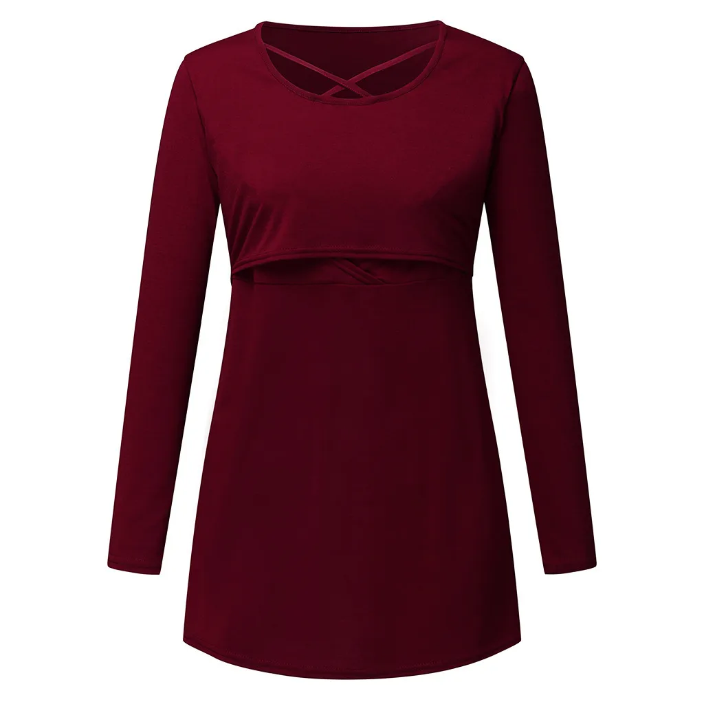 

SAGACE Plus Size Solid Blouse Casual Maternity Breastfeeding Tops Clothes Causal Nursing Clothes Breastfeeding For Mommy