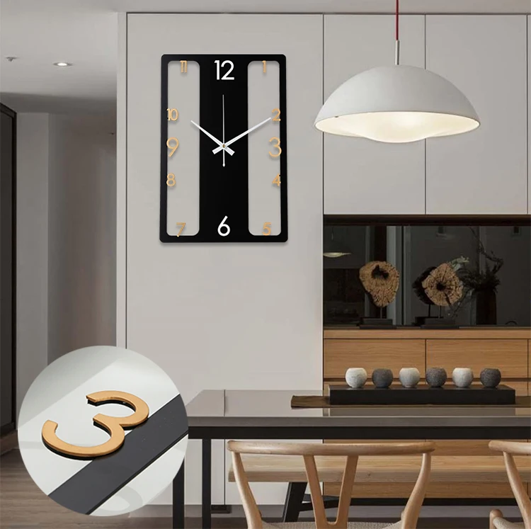 Большие черные настенные часы металлические для гостиной современный декор