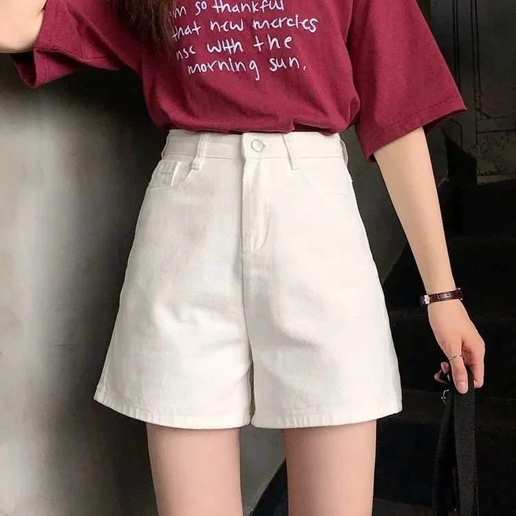 

Summer Chic Retro High Waist Loose Denim Shorts for Female Students