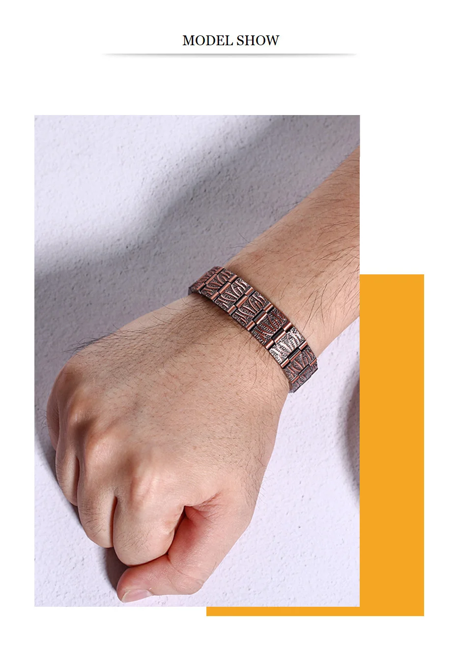 Vnox Stylish Double Row Magnets Red Copper Bracelets 15MM Healthy Magnetic Bio Energy Link Chain Pulsera Masculina 8.6"
