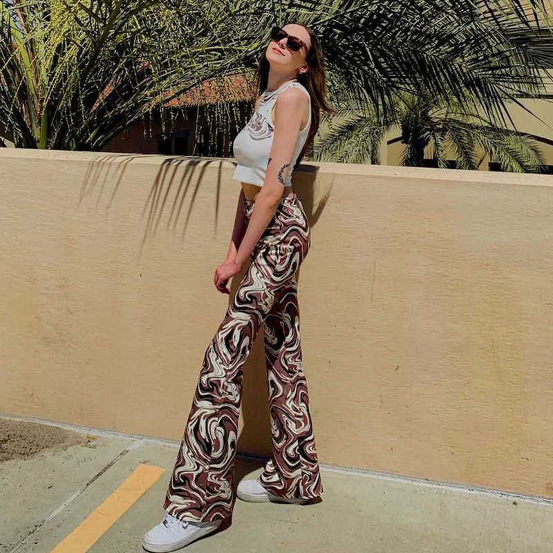

Harajuku 2021 Print y2k Fashion Streetwear 90s Pants Outfit Vintage Style Chic Women Women High Waist Loose Women Wide Leg Pants