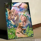 Алмазная живопись, Женская Вышивка крестиком, полная круглаяквадратная вышивка 5D сделай сам, вышивка волк, мозаика, настенное искусство, алмазная живопись, алмазная живопись