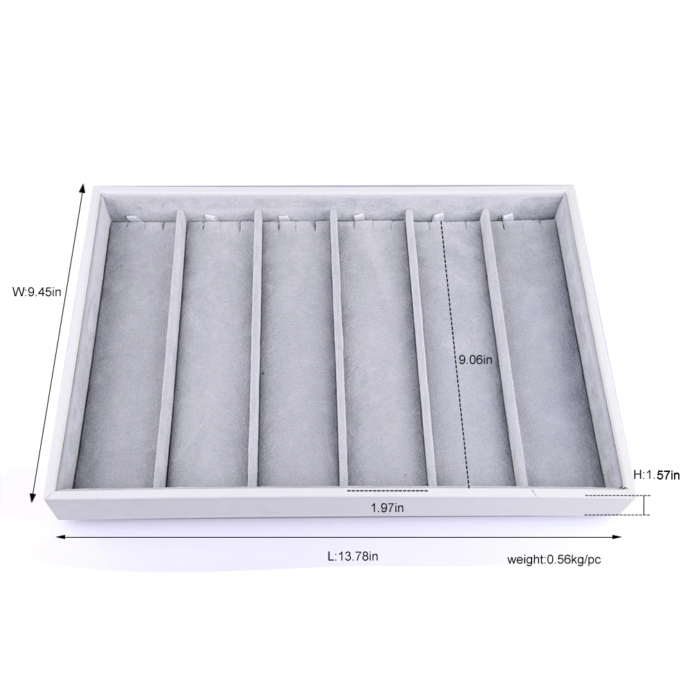 Oirlv Luxury Silver Gray Jewelry Display Tray Earring Ring Pendant Necklace Display Tray Holder Jewelry Showcase Box Organizer