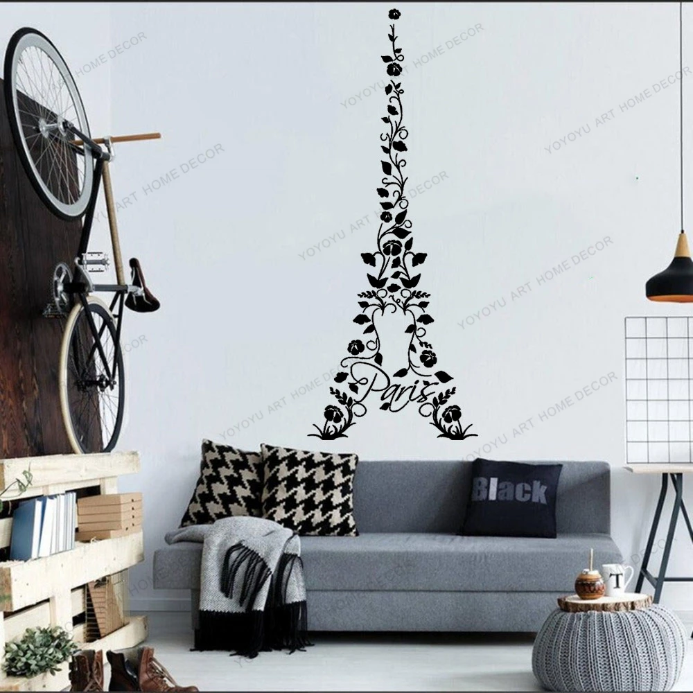 

Home Schools Classrooms Coffee Shops Mural Paris Floral Tower Travel Vinyl Wall Art Decal Living Room Stickers CX1501