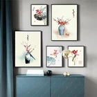 Винтажная Классическая Картина на холсте в китайском стиле с изображением рыбы кои, птиц и цветов, плакат и печать на стене, картина для украшения дома