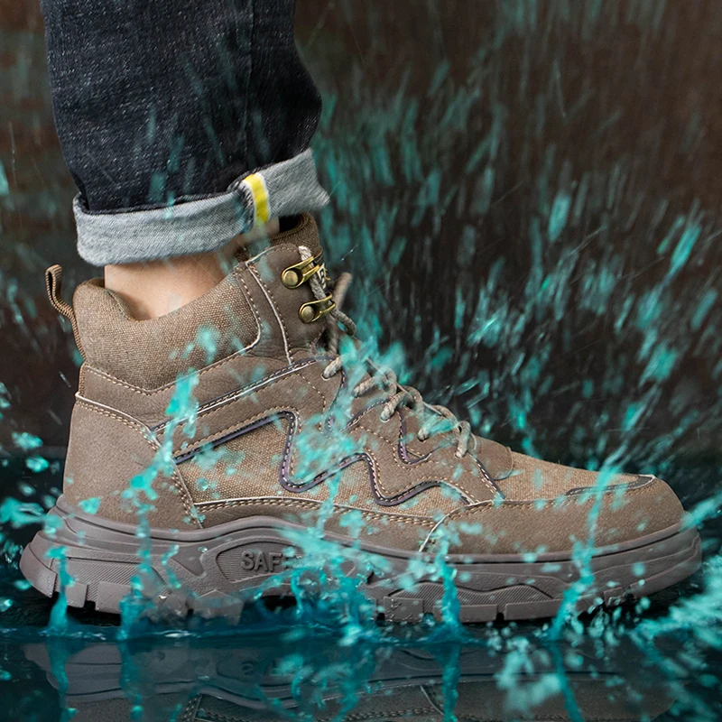 New Work Boots Safety Steel Toe Shoes Men Protective Shoes Work Sneakers Anti-smash Anti-puncture Safety Shoes Hiking Boots