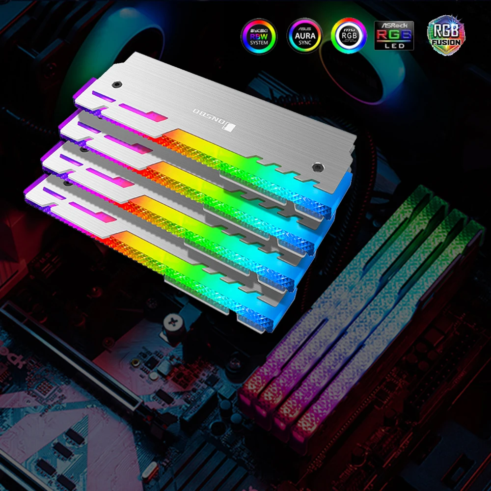 

2Pcs Jonsbo NC-3 A-RGB RAM Armor 5V3PIN Memory Cooler SSD HeatSink AURA SYNC Auto Aluminum NC3 Ram Shell Radiator MOD Decoration