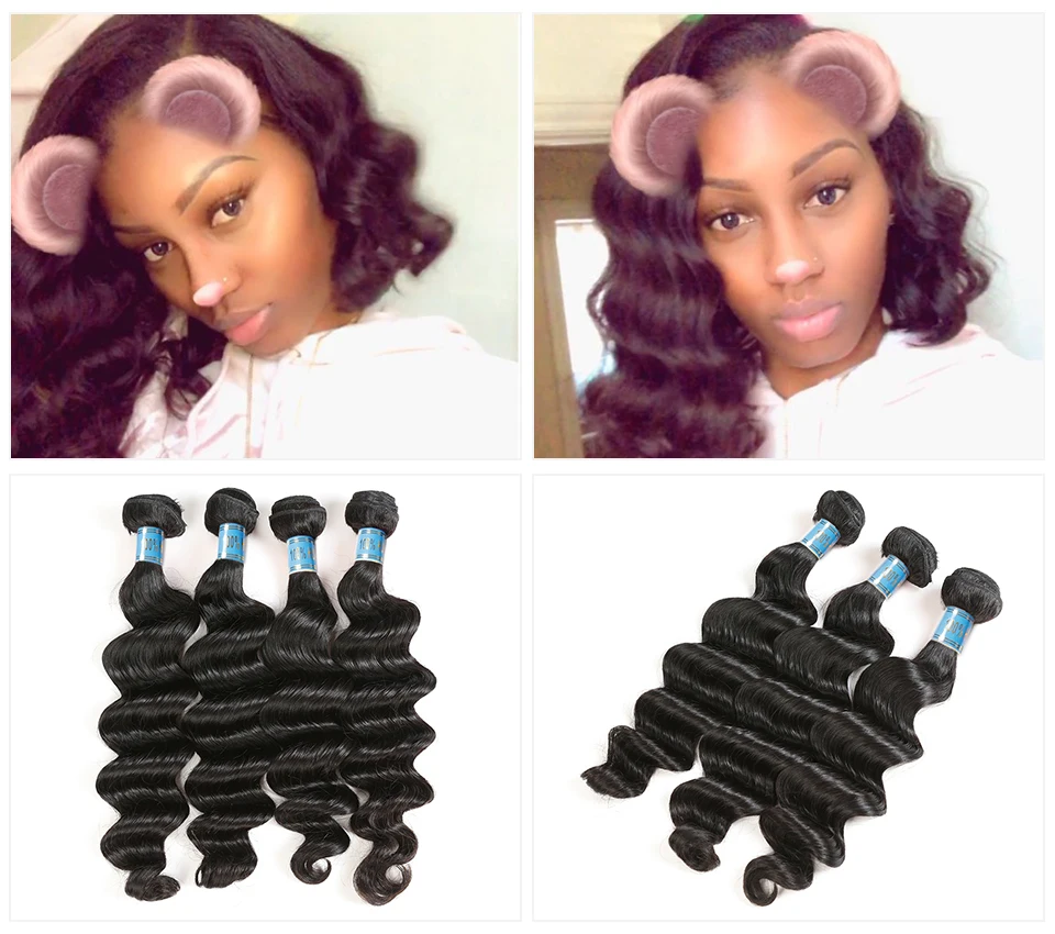 Ali queen hair Virgin Hair 3 шт перуанские свободные глубокие человеческие волосы ткет пряди натуральный цвет 1"-26" человеческие волосы для наращивания