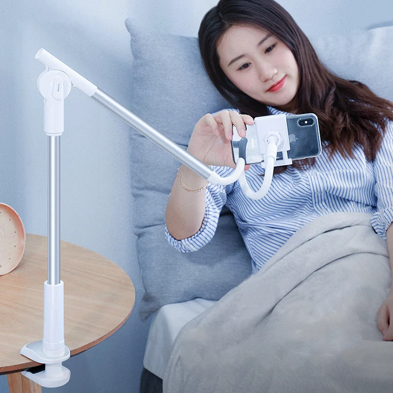 2 section arms lazy mobile phone holder foldable 360 rotatable tableside bedside bracket for phone stand holder free global shipping