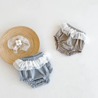 summer shorts newborn girl casual baby clothes cotton solid bread shorts fashion ruffle infant cute bloomers baby toddler pants