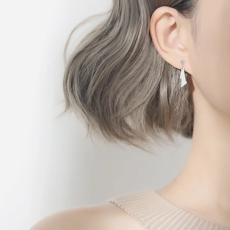 

OBEAR Triangle Korean Tide Delicate Siver Plated Temperament Literary Personality Fashion Female Dangle Earrings