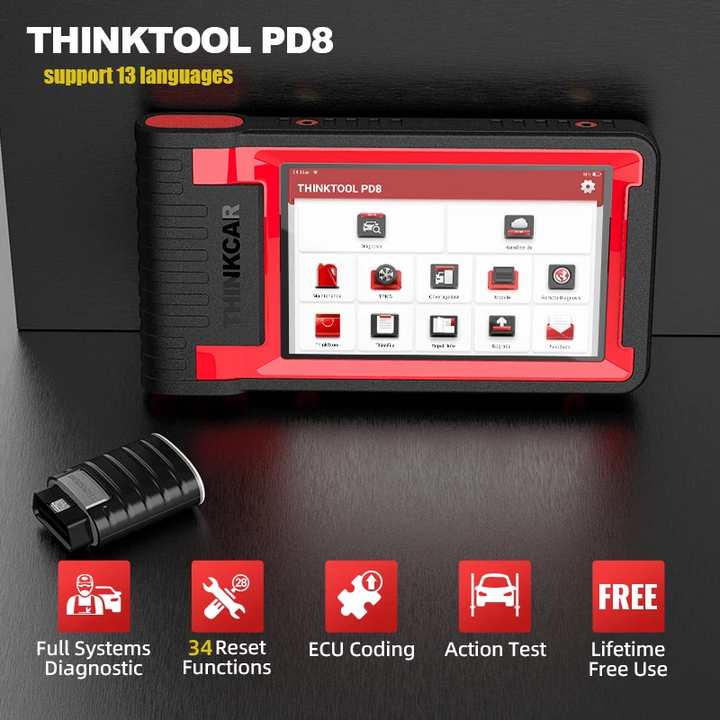 

THINKCAR Thinktool PD8 OBD2 Scanner ECU Coding Active Test TPMS 8 Modules Car Full System Auto Diagnostic Tools with 34 Resets