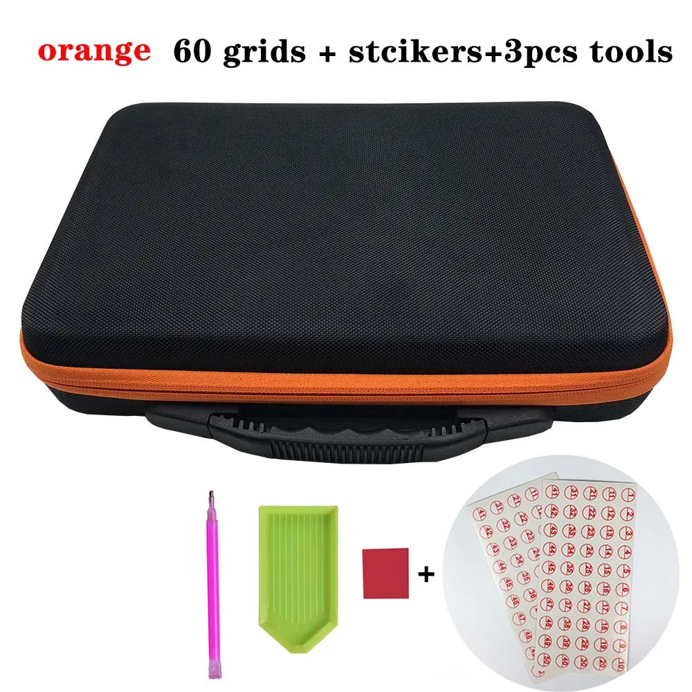 orange-sticker-tools Новинка, аксессуары для алмазной живописи, чехол для переноски, контейнер для хранения, коробка для хранения 60 бутылок, ручная сумка с бриллиантовым рисунком, инструменты - Цвет: orange-sticker-tools