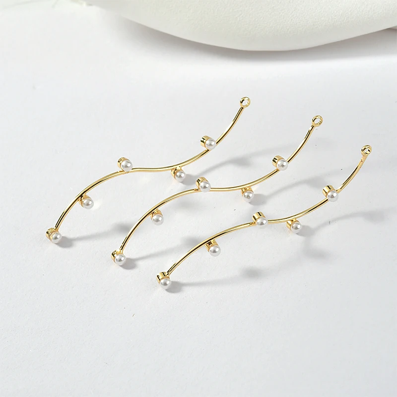 Покрытые медью 18 K Настоящее золото геометрические s образные имитация жемчуга