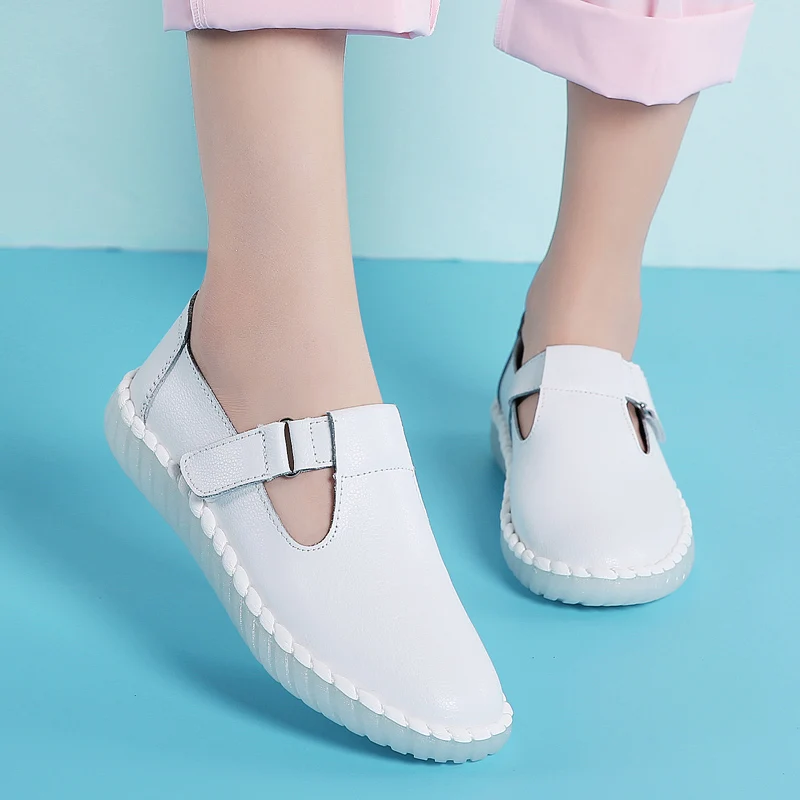 Туфли женские прогулочные мягкий мокасин с круглым носком из микрофибры плоская