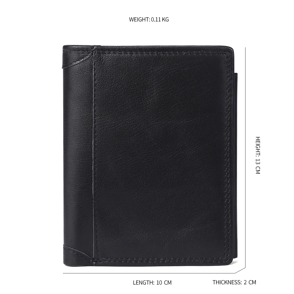 JOGUJOS мужской кошелек из натуральной кожи RFID Crazy Horse черный с прострочкой для денег