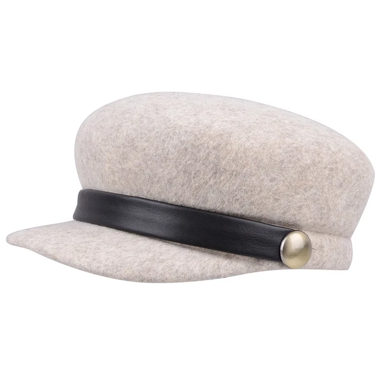 Женский шерстяной берет с поясом восьмиугольная шапка в Корейском стиле сезон