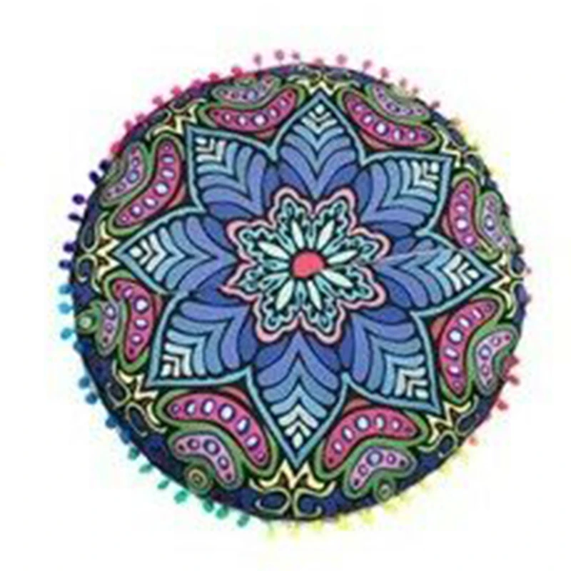 Большой круглый принт Мандала Наволочка на напольную подушку индийский богемный