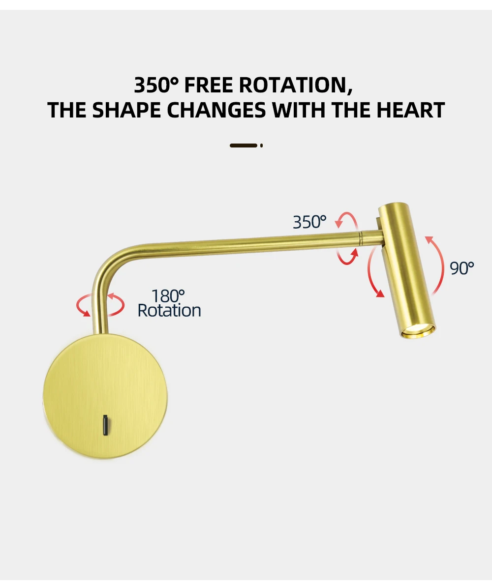 ZEROUNO, современный светодиодный настенный светильник, лампа для чтения на кровать, светодиодный светильник, 120лм Cree, настенный светильник, 4000 K, 100-240 В, светильники