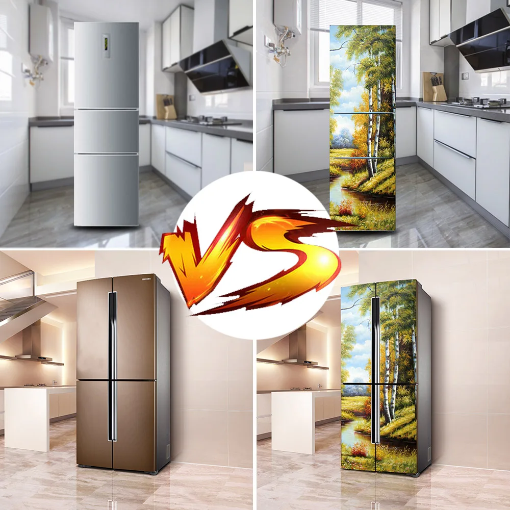 3D креативные пейзажи наклейки на холодильник ПВХ наклейки на дверь холодильника s Фреска украшение кухни самоклеющиеся наклейки на стену s Декор