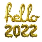 Золотые сиамские шары Hello 2022 фольги с новым годом воздушные шары вечерние украшения для дома