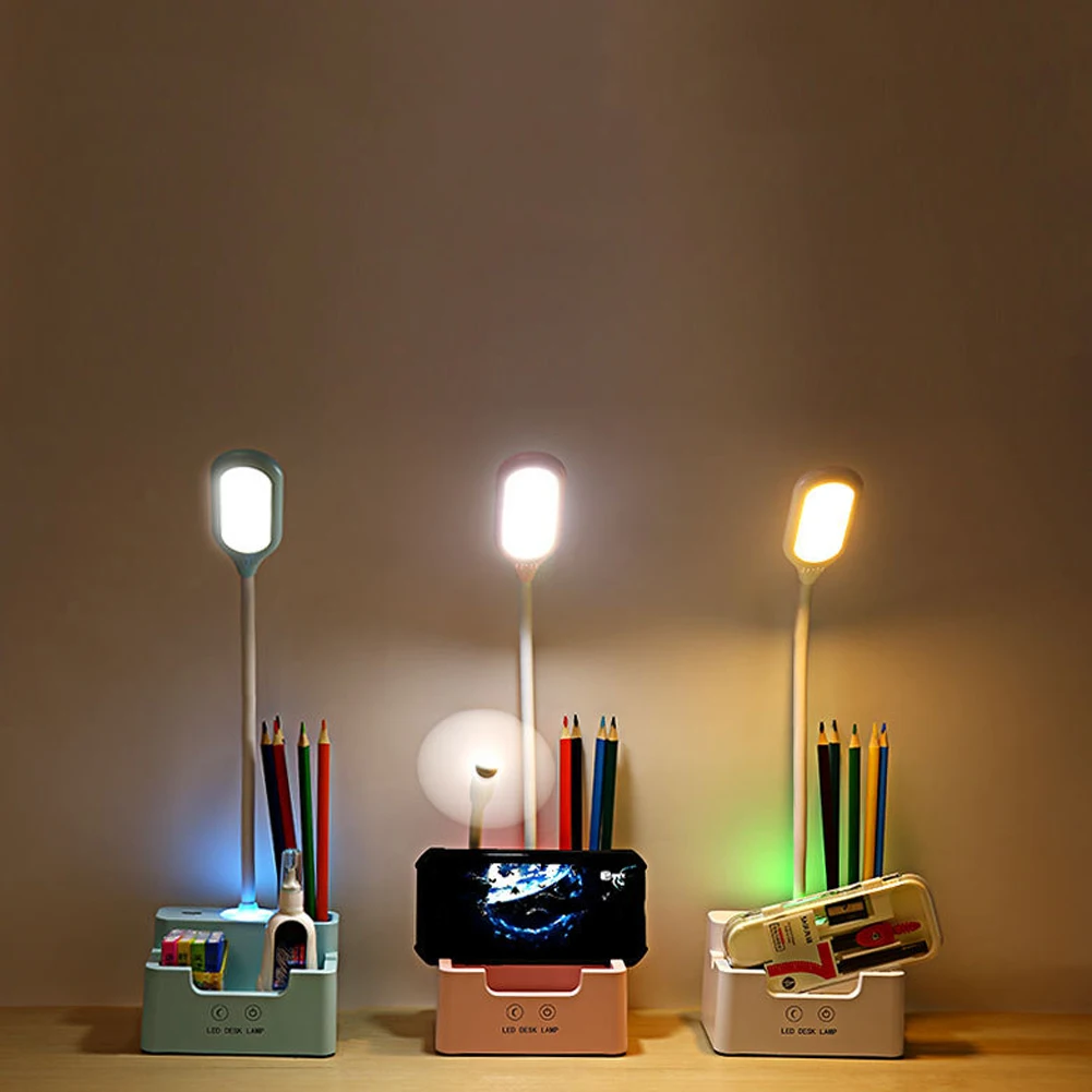 

LED Table Lamp Touch Three-Level Dimming USB Desk Lamp Read Light Kids Book Bedside Reading Lamp Pen Holder Eye Protect Home