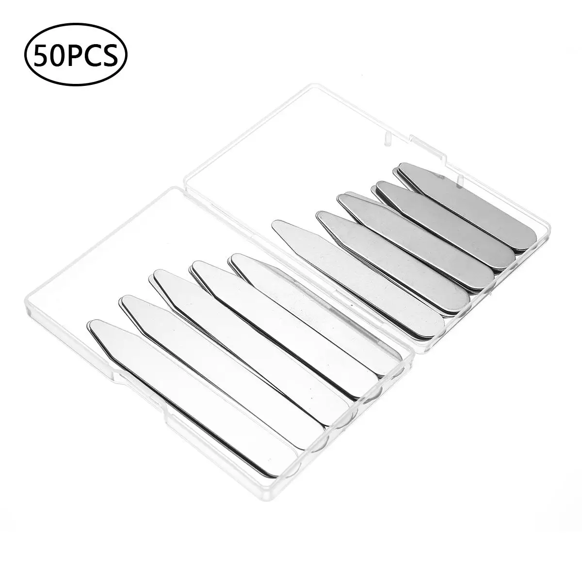 50pcs Stainless Steel Collar Stays Bones Stiffeners Silver Color With Box 2Inch 2.25Inch 2.5Inch 2.75Inch 3 Inch |
