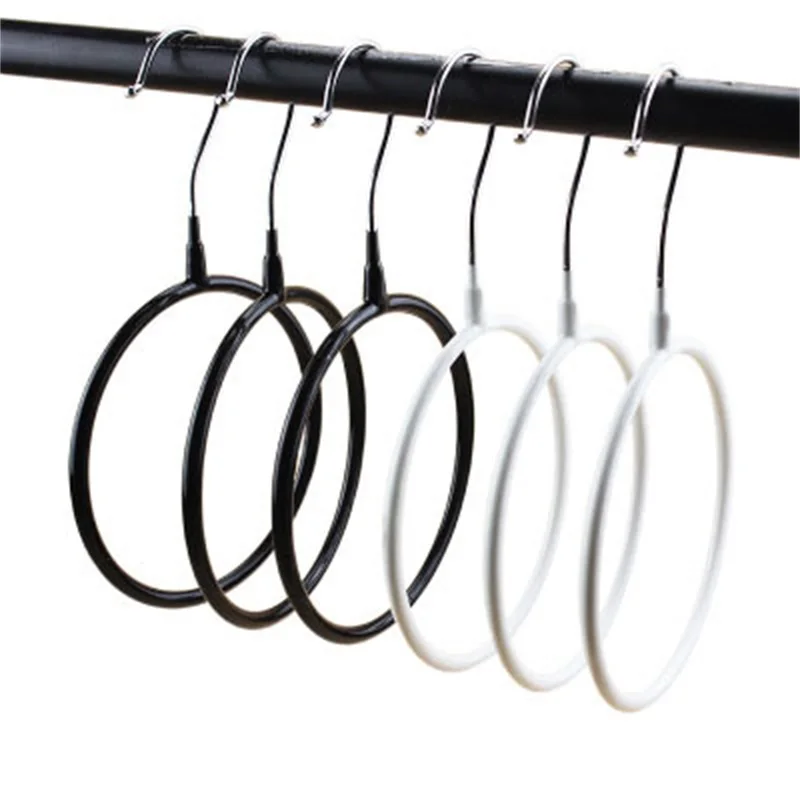 

Scarf Hangers Round Clothes Hanger Ring Hole Scarves Storage Racks Creative Wardrobe Drying Metal Save Space Closet Organizer